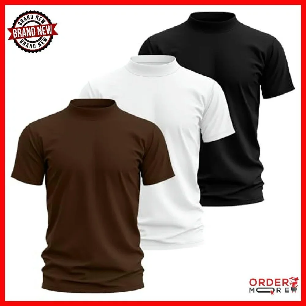Men's Big & Tall Mock Turtleneck Shirts 3 Pack Cotton Slim Fit Undershirts